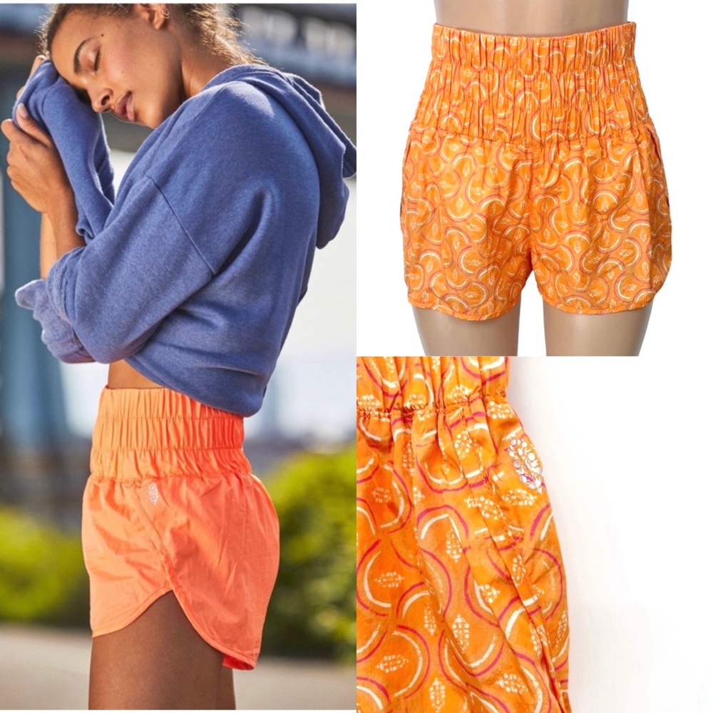 NWOT Free People’s The Way Home Printed Logo Shorts Orange & Pink